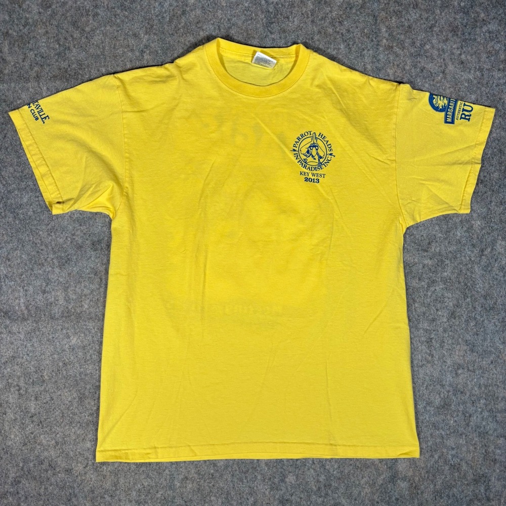 Parrot Head Key West T-Shirt Mens XL Yellow 2013 Graphic Tee Jimmy Vintage Port